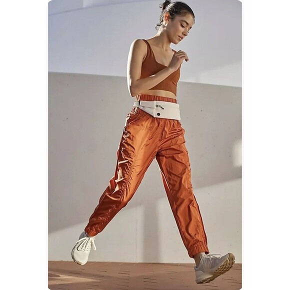 Free People Pants Orange The Way Home Joggers Slim Relaxed Fit High Rise Small - Picture 1 of 12